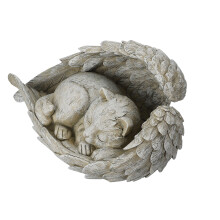 Gartendekoration Schlafender Engel Hundestatue Leichte Haustier-Gedenkstatue Katzenengel Harzornament Heilungs-Erinnerungsfigur