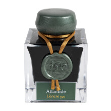 Jacques Herbin 15139JT - A bottle of 350 gold and silver glitter ink for fountain pen, rollerball, glass nib and fountain pen 50 ml, Atlantis green