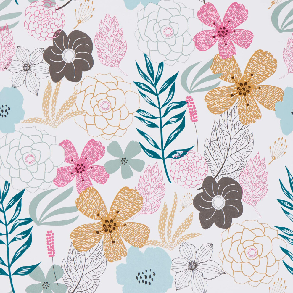 Mecpar Floral Wallpaper 17.71'' X 118'' Perennial Blooms Peel And Stick Vinyl Self Adhesive Removable Waterproof Wallpaper For Bathroom Cabinet Prepa 8424510613994
