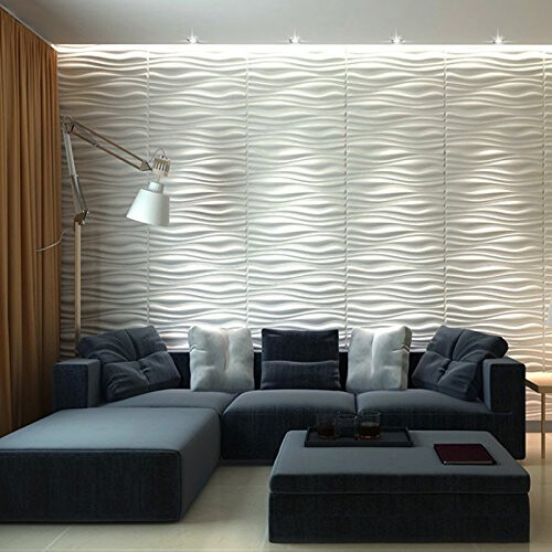 Art3d Decorative 3D PVC Wall Panel for Interior D?cor 6-Pack 24.6 x 31.5 in. Wave 2 1