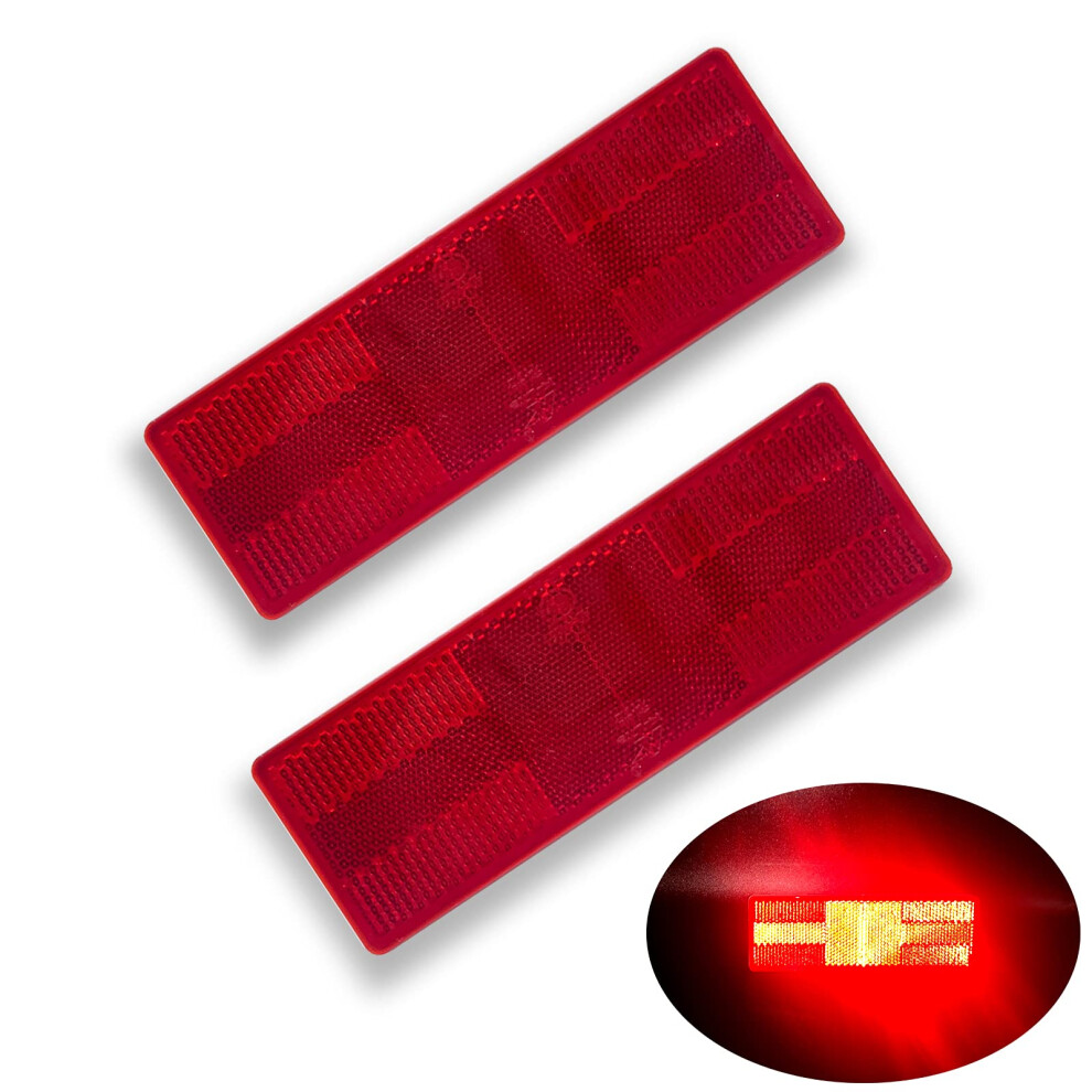 Welnent 4A / Gb23254 / Ccc 2Pcs Rectangle Reflector Self Adhesive Stick On Trailer Driveway Mailbox ( Self-Adhesive) Red 791533344562