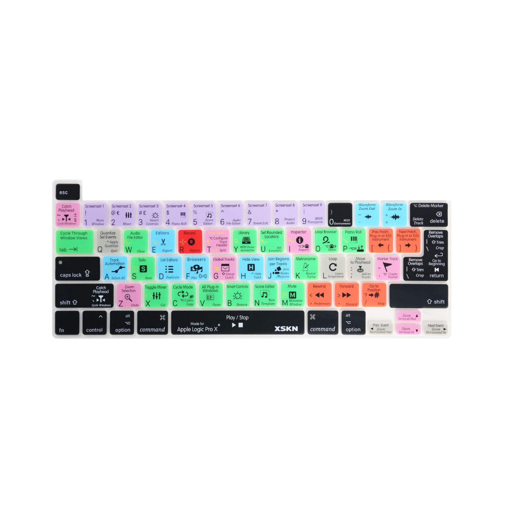 Xskn Logic Pro Englische Silikon-Shortcuts-Tastaturabdeckung Fr Touch Bar-Modelle 2019 Macbook Pro 16 Zoll A2141 2020 Macbook Pro 13,3 Zoll A225 681381569081