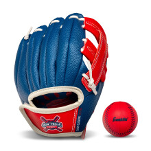 Guante de Béisbol para Niños Franklin Sports - Guante Air Tech Tball - Niños y Jóvenes - Mano Derecha - Azul/Rojo - 8