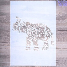 DIY Decorative Elephant Mandala Stencil Template for Painting on Walls Furniture Crafts(A4 Size)