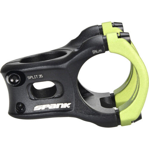 SPANK Split 35 Enduro Trail Shotpeen Anodized Bicycle Stem Black/Green 45mm 1