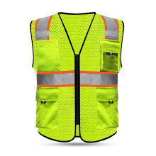 HYCOPROT Reflekterende mesh-vest med h?j synlighed med lommer og lynl?s opfylder ANSI/ISEA-standarderne