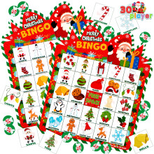 28 Players Christmas Bingo Cards 5x5 for Kids Family Activities Party Card Games School Classroom Games Turkey Party Favors Supplies