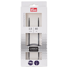 Prym_215301-1 215 301 Circular Ergonomic Knitting Needle Carbon 2.5/80, Black, One Size