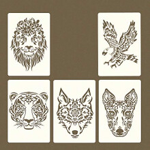 Löwe, Hirsch, Tiger, Wolf, Wal, Pferd Schablonen für Malen auf Holz, Stoff, Wänden, Airbrush + Mehr