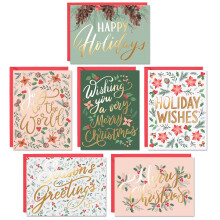 Cartes de Noël - 24 cartes de vacances avec enveloppes rouges - 6 designs assortis
