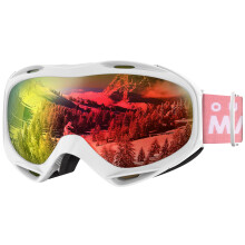 OutdoorMaster OTG -hiihtolasit - Lasin pll olevat laskettelu-/lumilautalasit miehille, naisille ja nuorille - 100 % UV-suoja (valkoinen kehys Vlt