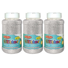 Charles Leonard CHL41145-3 Glitter 16 oz Fles Silver - 3 Stuks
