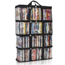 DVD Aufbewahrungstasche - Klare PVC-Organizer, dreifache Nähte, Trennwände - Stapelbar, platzsparend, für 40 DVD-Hüllen