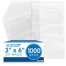 Spartan Industrial - 3 X 6 (1000 stuks) 2 Mil Doorzichtige hersluitbare plastic polyzakken met ritssluiting en hersluitbare ritssluiting