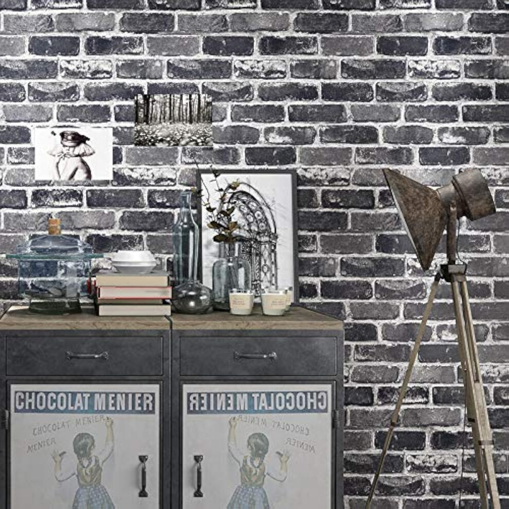 Peel And Stick Grey Brick Wallpaper, Self-Adhesive Wallpaper, Vinyl Waterproof Vintage Wallpaper, Self-Sticking Wallpaper, Contact Paper For House 784142913861