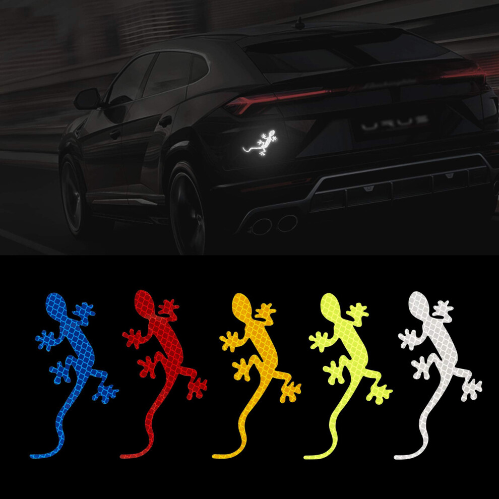 Tomall 5Pcs Gecko Reflective Strips Stickers For Car High-Intensity Night Visibility Reflective Decal Safety Warning Diamond Grade Self Adhesive Univ 791107454802