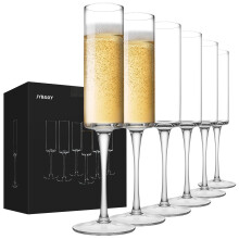 JYB&XY Set di 6 calici da champagne eleganti in vetro soffiato a mano con stelo lungo eleganti calici da spumante da 6,5 ???nce - per donne uomi