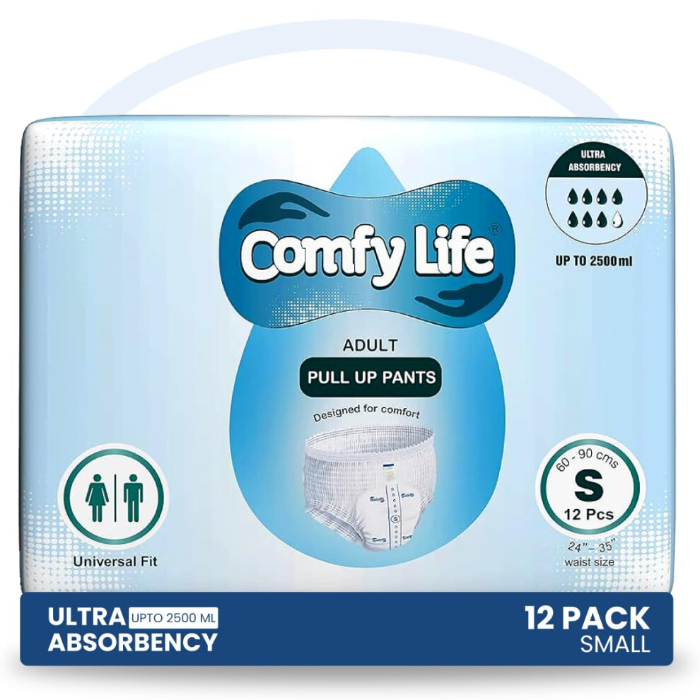 Comfy Life Premium Adult Incontinence Pull Up Diaper Pants 12 Pack High Absorbency (Small)