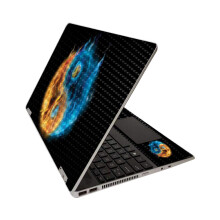 MightySkins Skin in fibra di carbonio per HP Pavilion x360 15"""" (2020) - Yin e Yang | Finitura protettiva e durevole in fibra di carbonio struttu