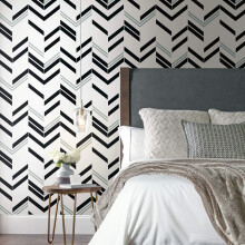 RoomMates RMK11806WP Black and Gray Chevron Stripe Peel and Stick Wallpaper