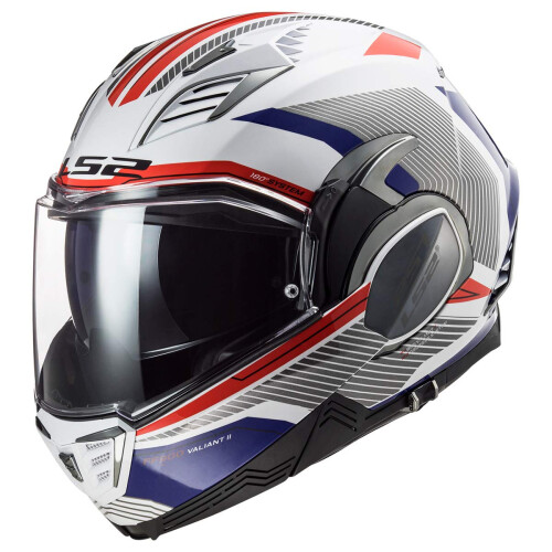 Casco modulare LS2 Casco Valiant II Revo (Bianco Rosso Blu - X-Small)