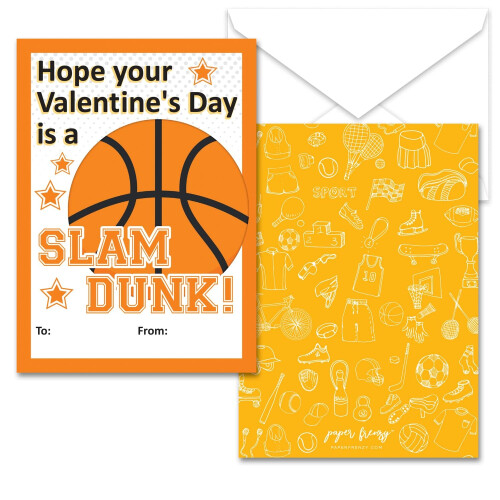 Sportliche Valentinskarten - 25er Pack MIT UMSCHLÄGEN 2
