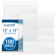 Spartan Industrial - 12 X 12 (100 stuks) 2 Mil Doorzichtige hersluitbare plastic polyzakken met ritssluiting en hersluitbare ritssluiting