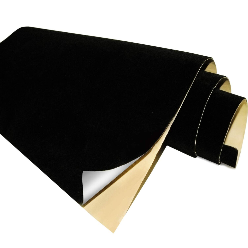 Zwarte Zelfklevende Fluwelen Stof Plakvilt Vellen voor Kunst & Ambachten, Sieradendoos, Lade-inzetsels- 2PCS x (17.3" x 39.3")