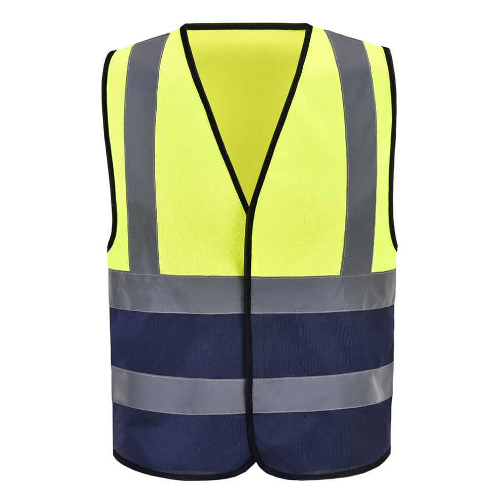 Aykrm 12 Colour High Visibility Viz Vest Hi Vis Viz Reflective Safety Vests For Men (Xs-8Xl) (X-Large Yellow&Navy) 686585305695