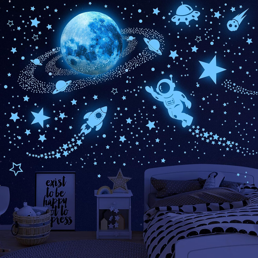 531Pcs Glow In The Stars And Planet Wall Stickers,Galaxy Astronaut Rocket Spacecraft Alien Decoration,Planet Wall Decals,Bright Solar System Wall Dark Desert Camel