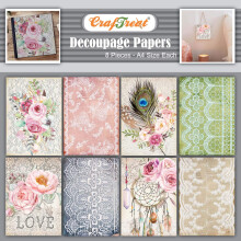 CrafTreat Boho Decoupage Papr pro remesla - Boho - Velikost: A4 (8,3 x 11,7 palce) 8 ks - Decoupage pro nbytek Boho - Decoupage Papr na drevo a sc