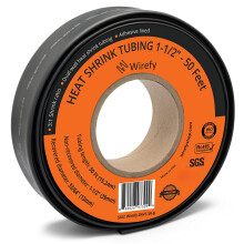 Wirefy 1-1/2"""" krympeslange - stor diameter - 3:1 forhold - kl?bende foret - industriel krympeslange - sort - 50 fod rulle