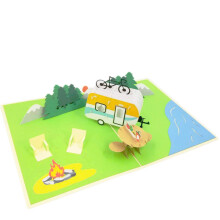 POP CARD EXPRESS Camping Trip Pop Up -kortti - Syntympivkortti Elkekortti Isnpiv itienpiv (Camping Pop Up -kortti)