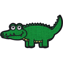 Bedrande grn alligator - 3,5"""" broderad jrn-p-lapp