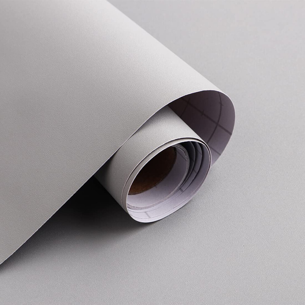 Micpolo 15.7"""" X 118"""" Solid Grey Peel And Stick Wallpaper - Matte Grey Contact Paper For Bedroom Wallcovering Countertops 762739449801
