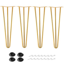 ALXEH Lot de 4 pieds en pingle cheveux en mtal 1/2 diamtre 3 tiges Pieds de table de meuble du milieu du sicle, pieds en pingle ch