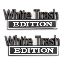 CARRUN 2 stk White Trash Edition-emblem Bilside bagerste fronthjelm Bagagerumsd?r Fender Kofanger Metal Badge 3D Decal Sticker Passer til F 150 F