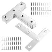 Bonsicoky 12Pcs T Vorm Herstelplaat, 3.1" x 3.1" RVS Hoekbeugels, Hoeksteunen, Verbindingplaat