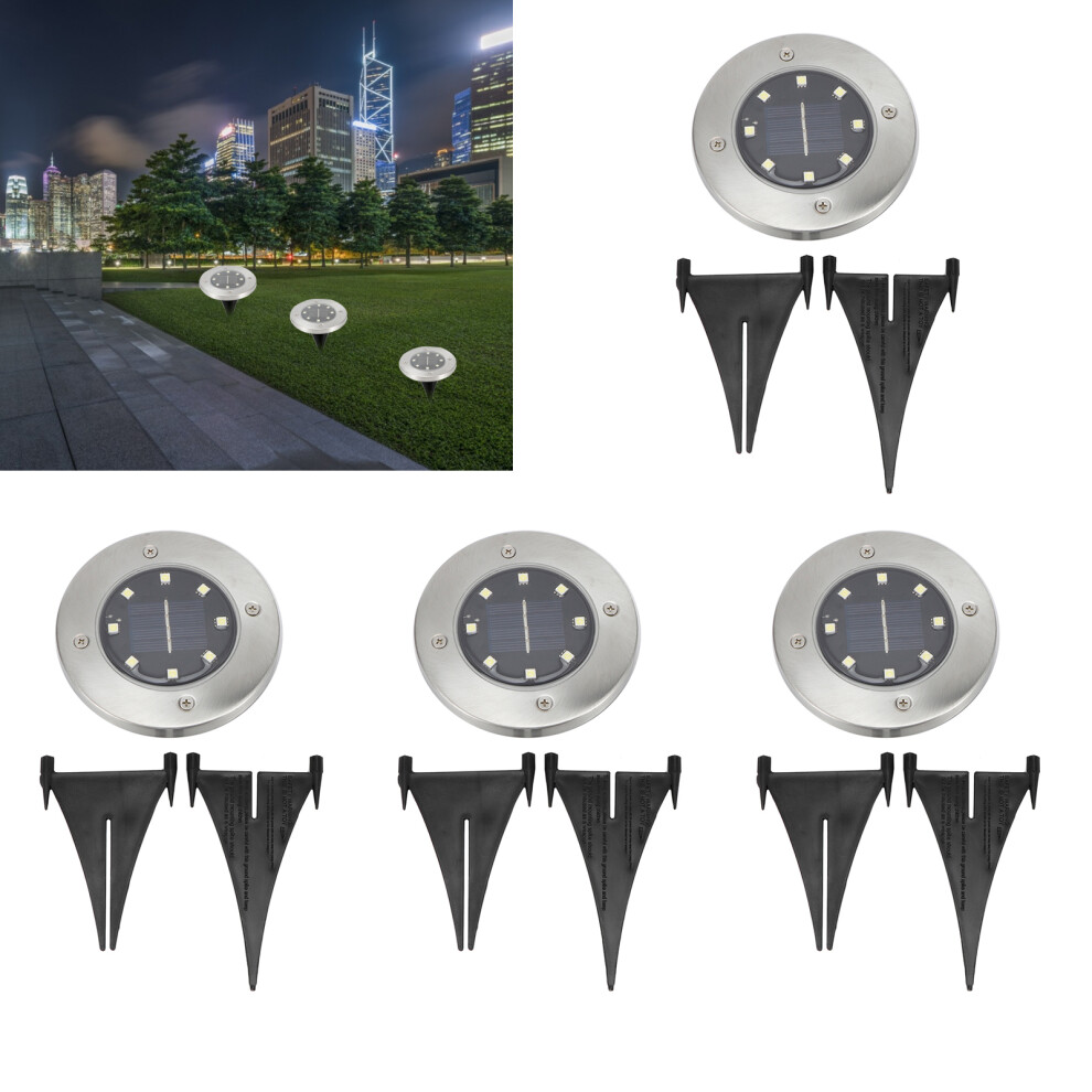 4PCS Solar Ground Lights Waterproof, 8 LEDs, 11.7cm, Silver-image-OPC-PN9BNFN-NEW