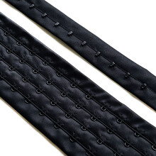 PetiteCocoCrafts 4 Augenreihen Haken- und senband (Verkauf pro 2 Yards/Packung) (Schwarz)