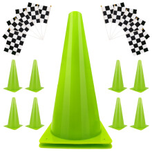 YOELVN 7 tommer Orange Racing Trafikkegler Festdekoration med Racing Ternet Flag 11 tommer Sikkerhed Sport Tr?ning Plastic Kegler med Racing Flag