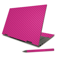 MightySkins Skin in fibra di carbonio compatibile con HP Envy x360 15"""" (2021) - Rosa caldo solido | Finitura protettiva e durevole in fibra di c