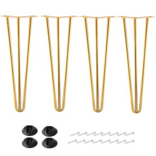 ALXEH Lot de 4 pieds en pingle cheveux en mtal 1/2 diamtre 3 tiges Pieds de table de meuble du milieu du sicle, pieds en pingle ch