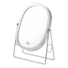JOYOEIKON Classic Dual Sided 5X and 1X Magnifying Makeup Mirror and 360?Swivel Tabletop Standing Vanity Mirror,Desktop Cosmetic Mirror (Chrome)