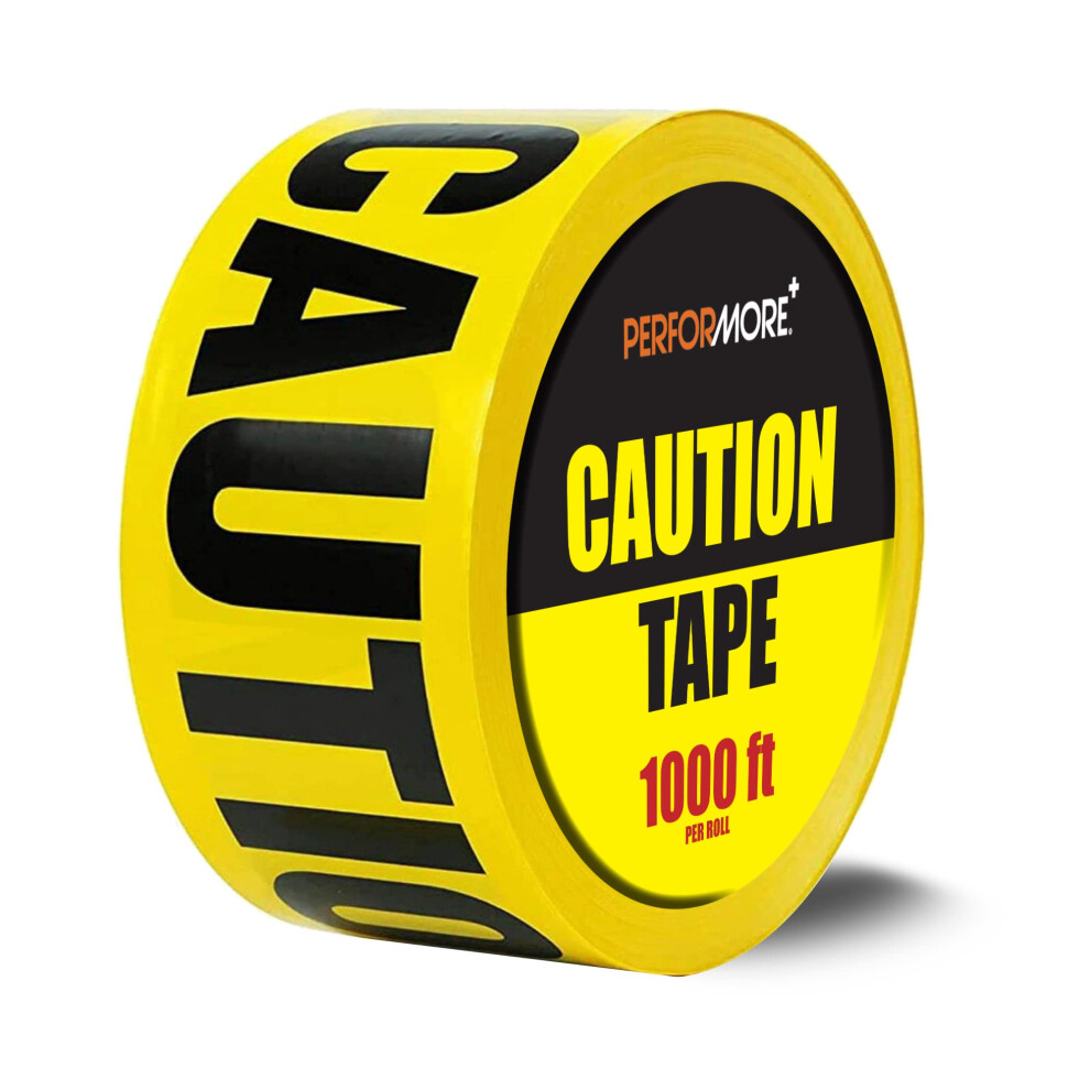 Performore 3"""" X 1000 Ft Yellow Caution Tape - High-Visibility Tear-Resistant Weatherproof Barricade Tape For Construction Hazard Zones And Safet 662921009595