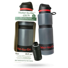 WATER TO GO Borraccia con filtro per viaggi internazionali - Bioplastica ecologica Nuovo coperchio a prova di perdite Filtra virus e batteri Borr
