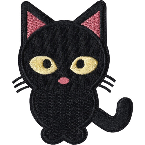 Zwarte kat met gele ogen - 3"""" geborduurde opstrijkbare patch