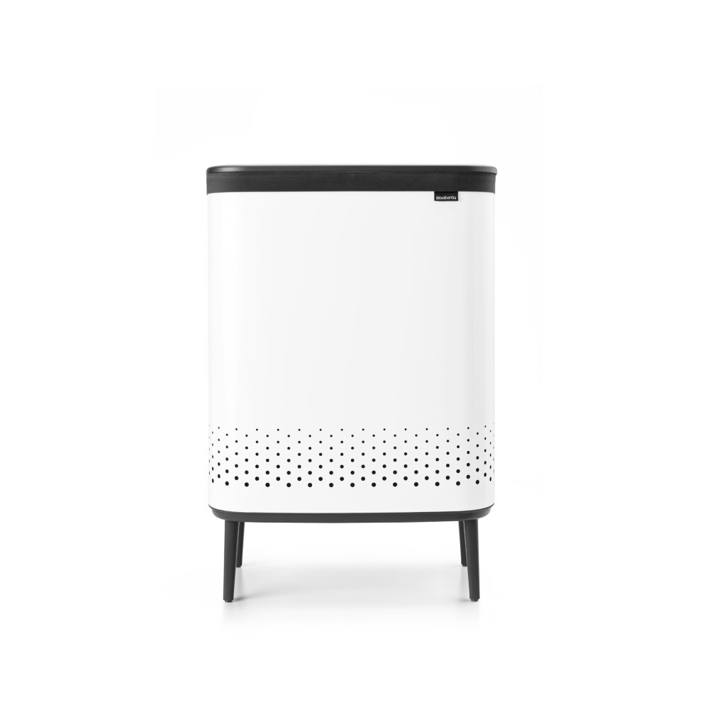 Brabantia - Bo Laundry Bin Hi 2 X 45L - Dirty Clothes Hamper - 2 Compartments - Lid With Quick-Drop Opening - Removable Cotton Bag-Portable & Hygienic