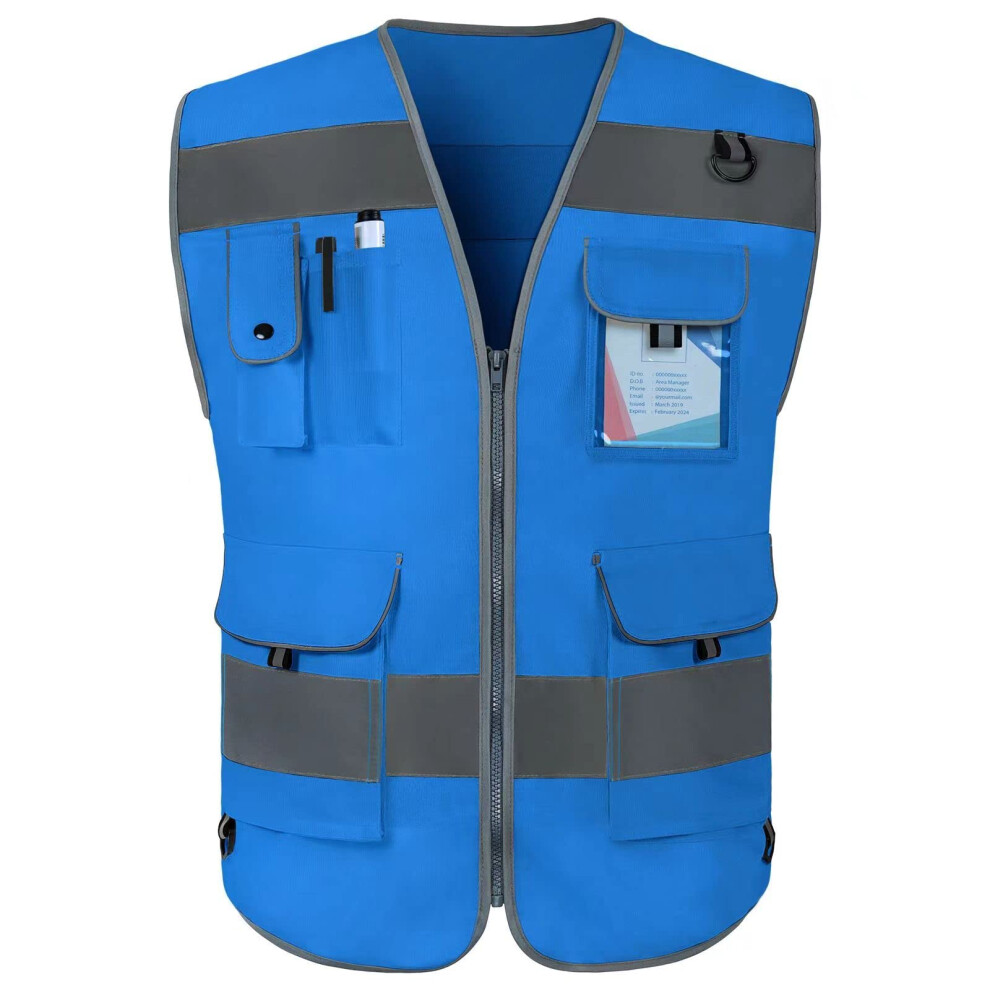 Tccfcct Hi Vis Vest 9 Pockets High Visibility Reflective Safety Vest For Men Women Safety Construction Vest With Reflective Strips Meets Ansi/Isea 704521431113