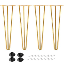 ALXEH Lot de 4 pieds en pingle  cheveux en mtal  1/2 diamtre  3 tiges  Pieds de table de meuble du milieu du sicle, pieds en pingle  ch